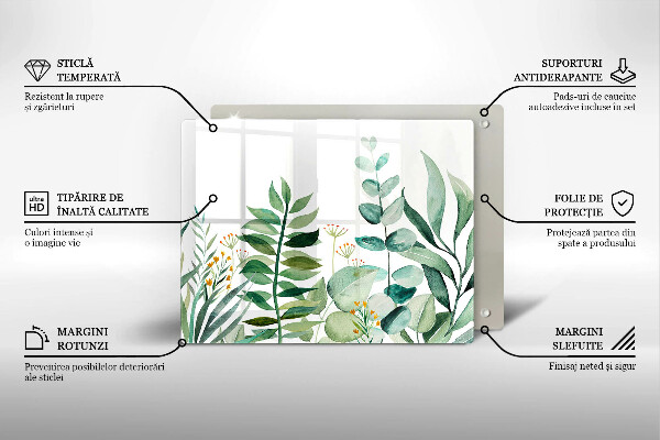 Skärbräda i härdat glas Illustration av växtblad