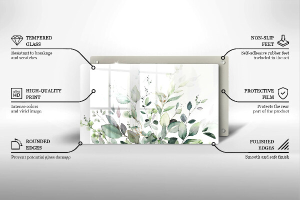 Skärbräda i härdat glas Akvarellväxter