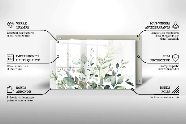 Skärbräda i härdat glas Akvarellväxter