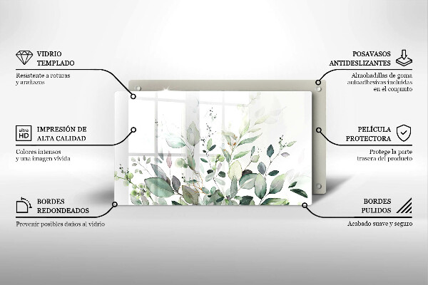 Skärbräda i härdat glas Akvarellväxter