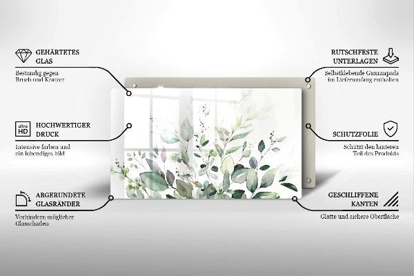 Skärbräda i härdat glas Akvarellväxter