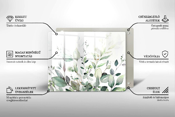 Skärbräda i härdat glas Akvarellväxter