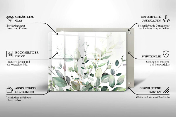 Skärbräda i härdat glas Akvarellväxter