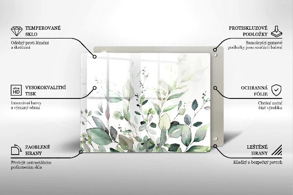 Skärbräda i härdat glas Akvarellväxter