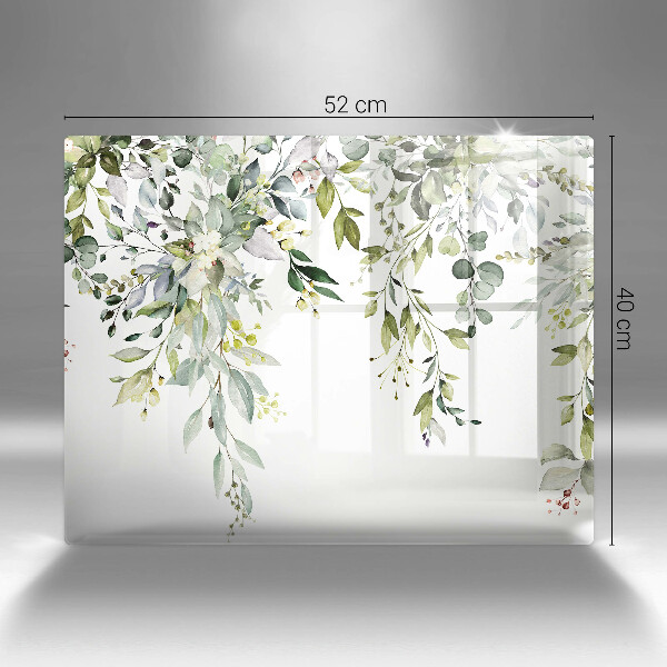 Skärbräda i härdat glas Dekorativa blad och blommor