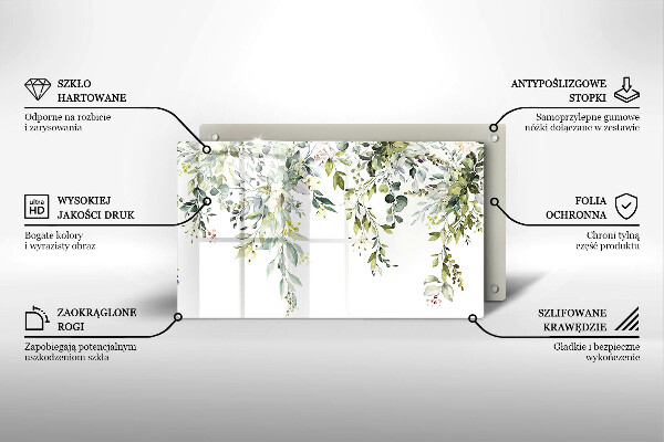 Skärbräda i härdat glas Dekorativa blad och blommor