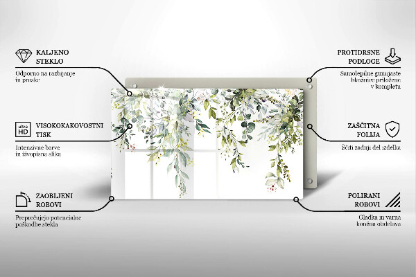 Skärbräda i härdat glas Dekorativa blad och blommor