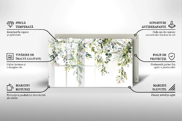 Skärbräda i härdat glas Dekorativa blad och blommor