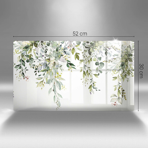 Skärbräda i härdat glas Dekorativa blad och blommor