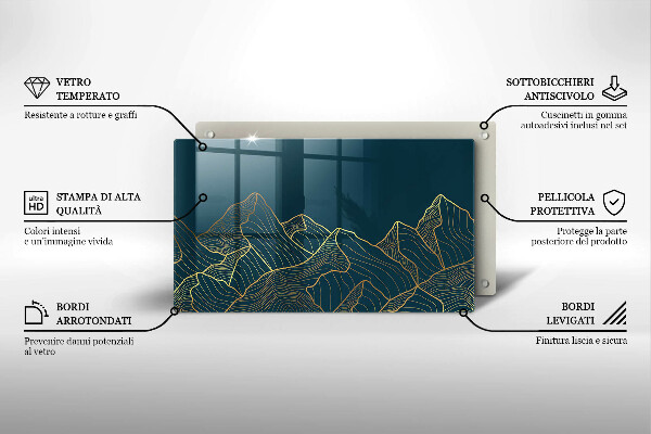 Skärbräda i härdat glas Abstrakta berg