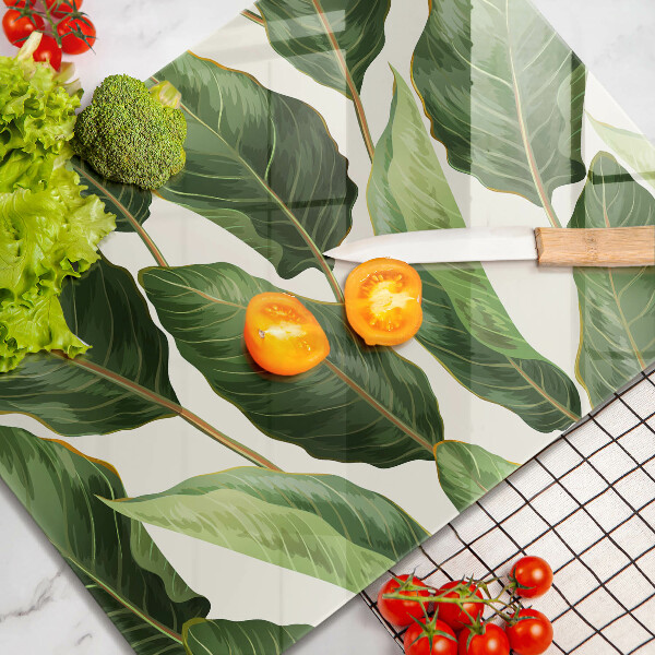 Skärbräda i härdat glas Bananblad