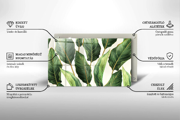 Skärbräda i härdat glas Bananblad