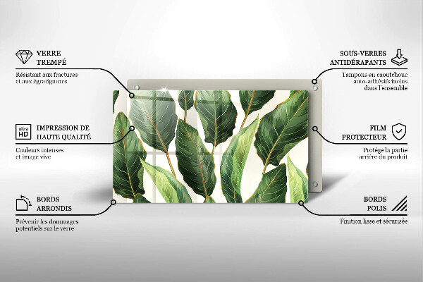 Skärbräda i härdat glas Bananblad