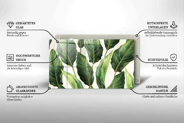 Skärbräda i härdat glas Bananblad
