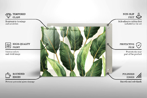 Skärbräda i härdat glas Bananblad