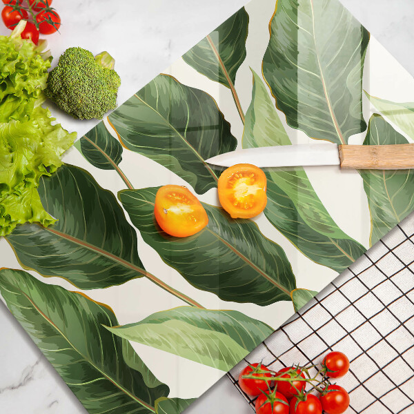 Skärbräda i härdat glas Bananblad