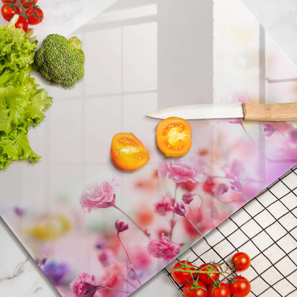 Skärbräda i härdat glas Äng av blommor