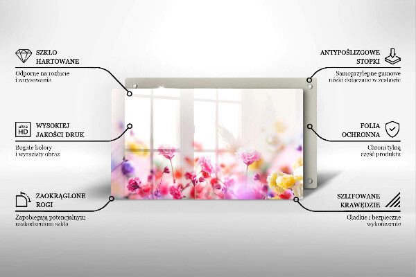 Skärbräda i härdat glas Äng av blommor