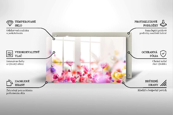 Skärbräda i härdat glas Äng av blommor