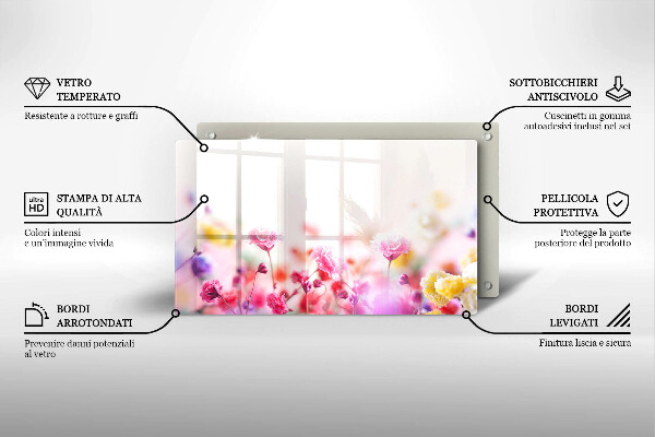 Skärbräda i härdat glas Äng av blommor