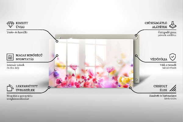 Skärbräda i härdat glas Äng av blommor