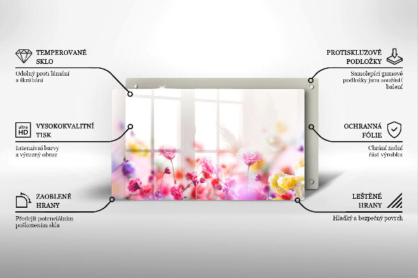 Skärbräda i härdat glas Äng av blommor