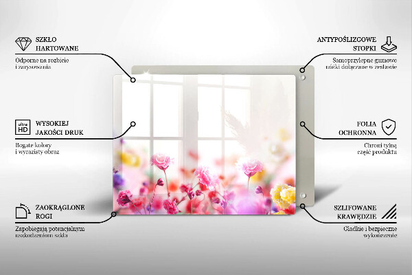 Skärbräda i härdat glas Äng av blommor