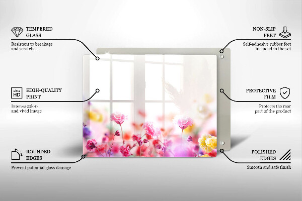 Skärbräda i härdat glas Äng av blommor