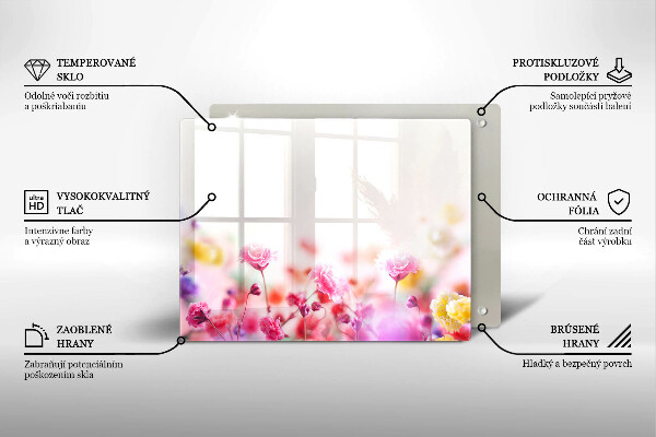 Skärbräda i härdat glas Äng av blommor