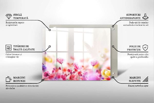 Skärbräda i härdat glas Äng av blommor