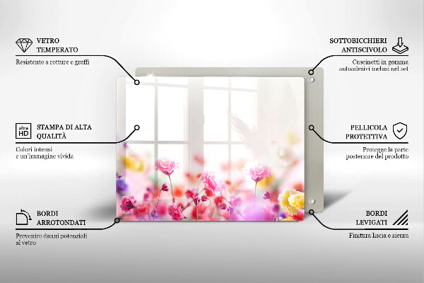 Skärbräda i härdat glas Äng av blommor