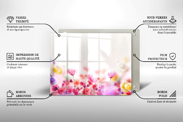 Skärbräda i härdat glas Äng av blommor