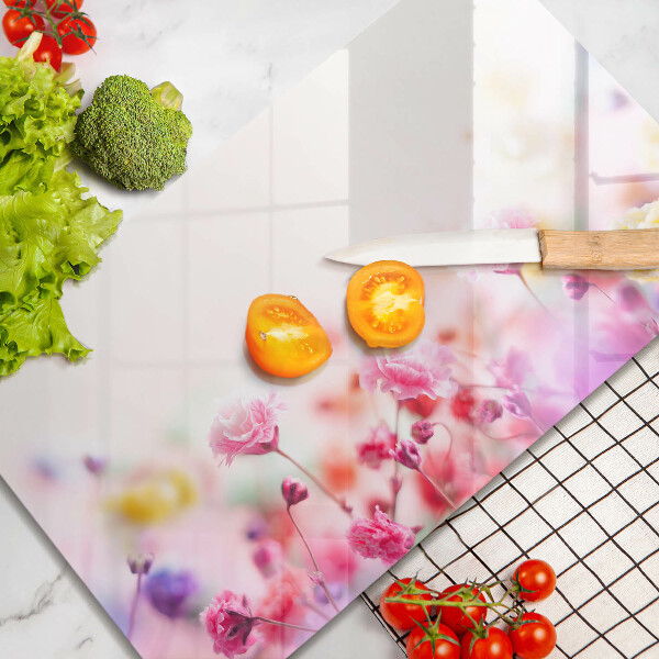 Skärbräda i härdat glas Äng av blommor