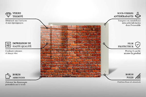 Skärbräda av glas Tegelvägg