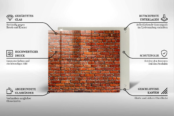 Skärbräda av glas Tegelvägg