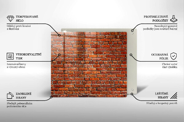 Skärbräda av glas Tegelvägg