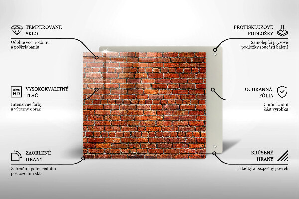 Skärbräda av glas Tegelvägg