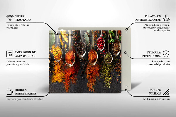 Skärbräda av glas Kryddskedar