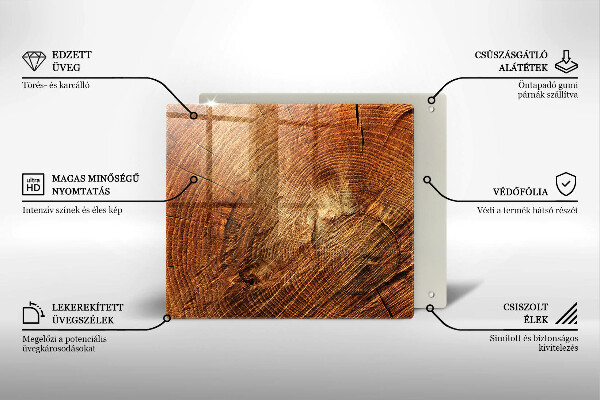 Skärbräda av glas Ringar av träträd