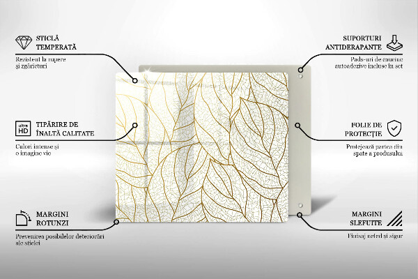 Skärbräda av glas Line art lämnar mönster