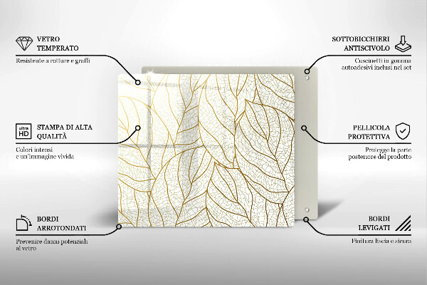 Skärbräda av glas Line art lämnar mönster