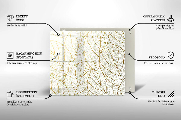 Skärbräda av glas Line art lämnar mönster