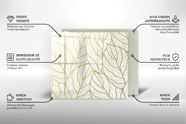 Skärbräda av glas Line art lämnar mönster