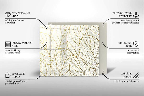 Skärbräda av glas Line art lämnar mönster