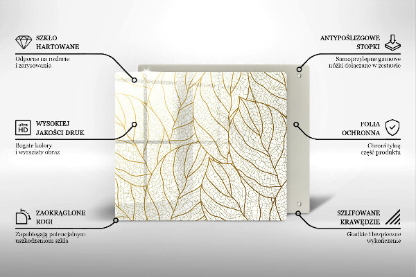 Skärbräda av glas Line art lämnar mönster