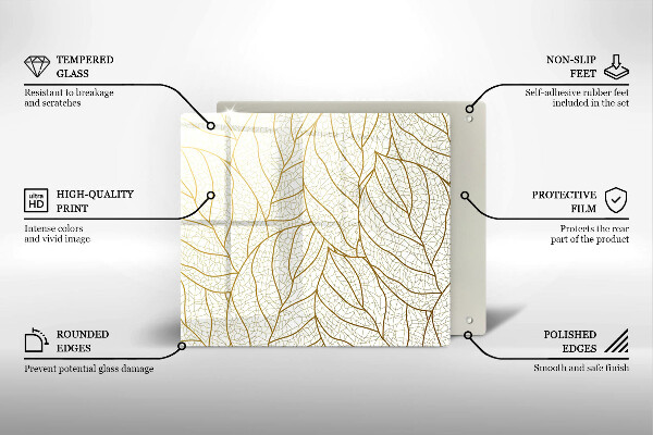 Skärbräda av glas Line art lämnar mönster
