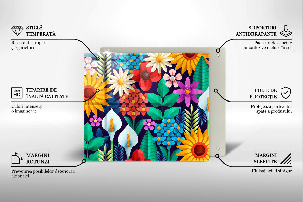 Skärbräda av glas Illustration äng blommor