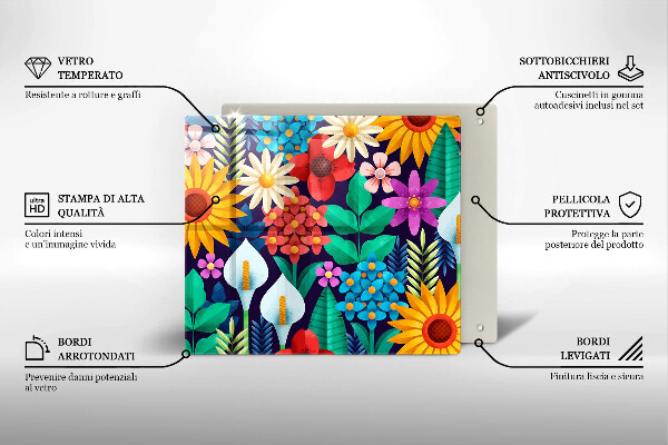 Skärbräda av glas Illustration äng blommor