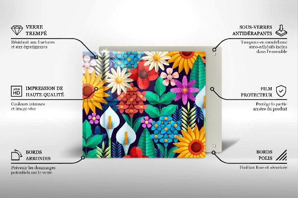 Skärbräda av glas Illustration äng blommor