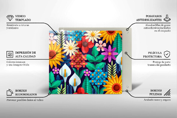 Skärbräda av glas Illustration äng blommor